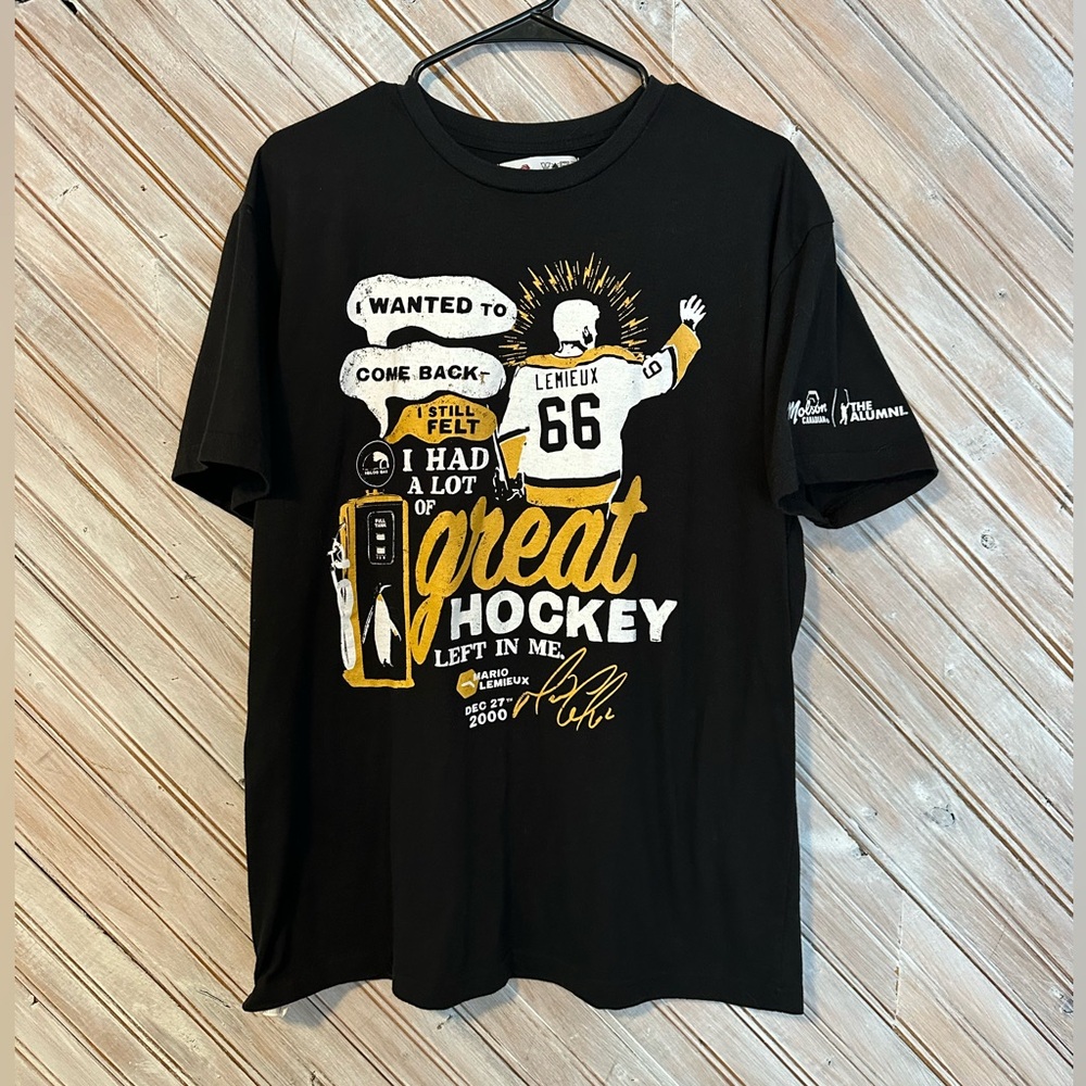 Mario Lemieux The Alumni Molson Canadien T Shirt Black & Yellow Hockey Retro